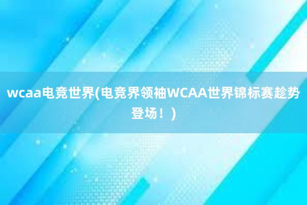 wcaa电竞世界(电竞界领袖WCAA世界锦标赛趁势登场！)