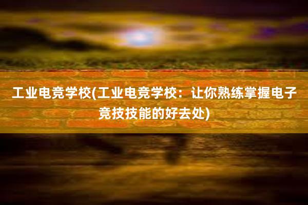 工业电竞学校(工业电竞学校：让你熟练掌握电子竞技技能的好去处)