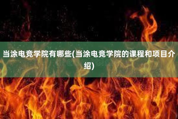 当涂电竞学院有哪些(当涂电竞学院的课程和项目介绍)