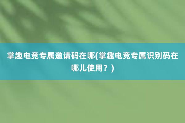 掌趣电竞专属邀请码在哪(掌趣电竞专属识别码在哪儿使用？)