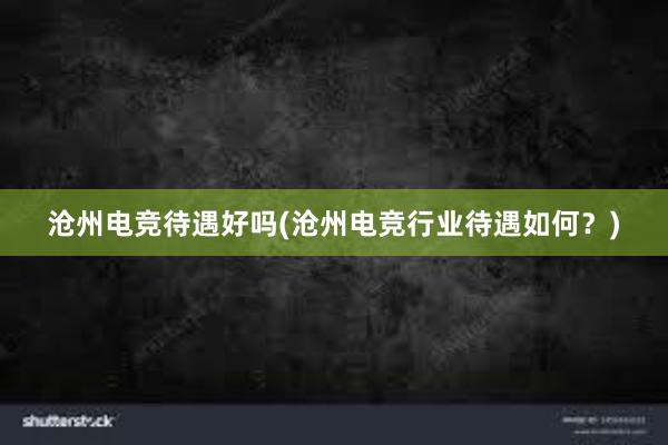 沧州电竞待遇好吗(沧州电竞行业待遇如何？)