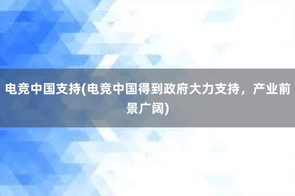 电竞中国支持(电竞中国得到政府大力支持，产业前景广阔)