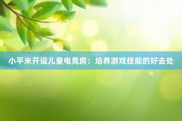 小平米开设儿童电竞房：培养游戏技能的好去处